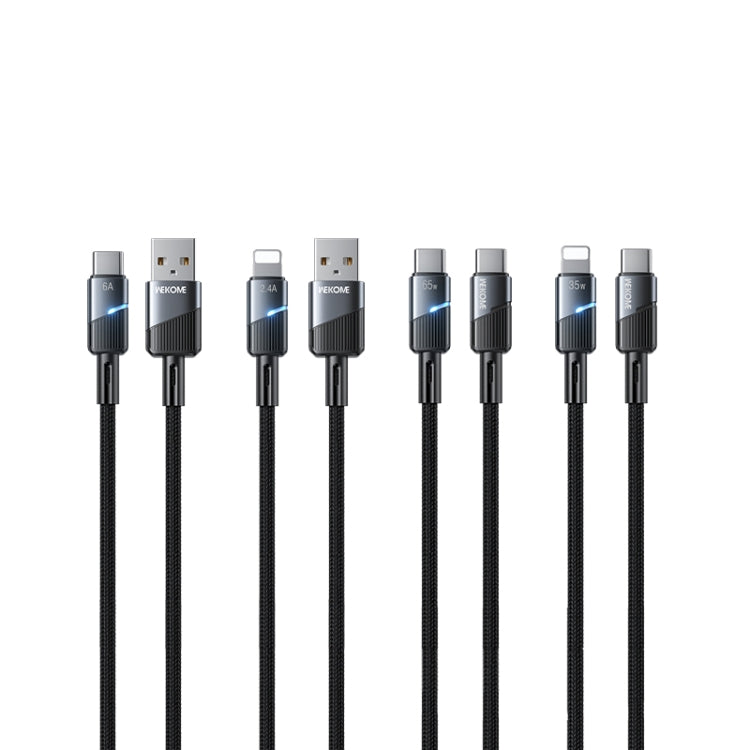 WK WDC-36i Intelligent Power-off 1m 2.4A USB to 8 Pin Fast Charging Data Cable(Black) - Normal Style Cable by WK | Online Shopping South Africa | PMC Jewellery | Buy Now Pay Later Mobicred