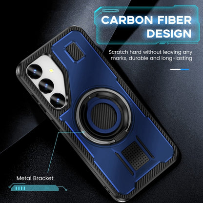 For Samsung Galaxy S25+ 5G Ring Holder Carbon Fiber PC Hybrid TPU Phone Case(Blue) - Galaxy S25+ 5G Cases by PMC Jewellery | Online Shopping South Africa | PMC Jewellery | Buy Now Pay Later Mobicred