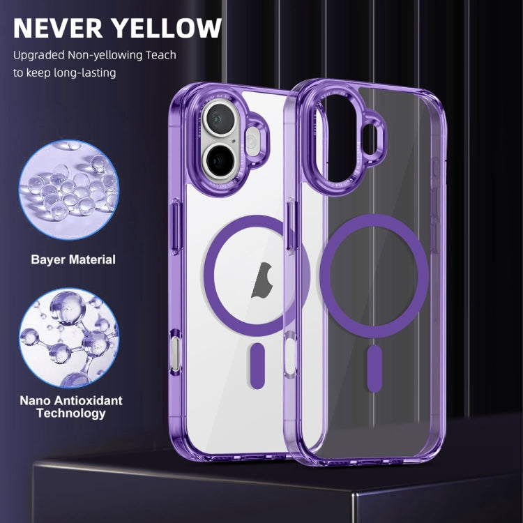 For iPhone 16 Ice Color Magnetic Series Magsafe Magnetic PC Hybrid TPU Phone Case(Purple) - iPhone 16 Cases by PMC Jewellery | Online Shopping South Africa | PMC Jewellery | Buy Now Pay Later Mobicred