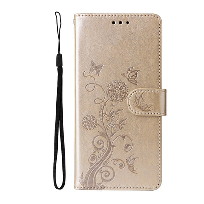 For Samsung Galaxy S25 5G Embossed Butterfly Flowers Leather Phone Case(Gold) - Galaxy S25 5G Cases by PMC Jewellery | Online Shopping South Africa | PMC Jewellery | Buy Now Pay Later Mobicred