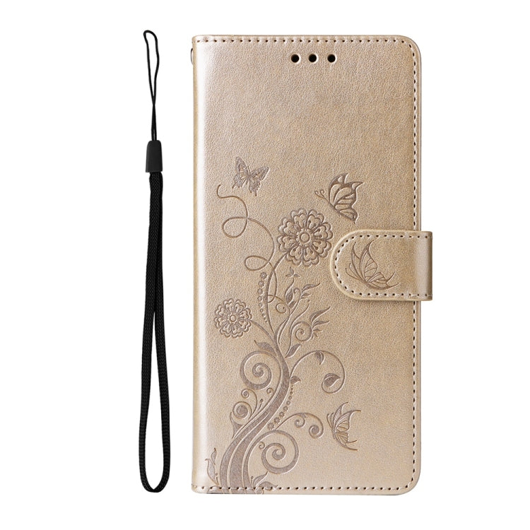 For Samsung Galaxy S25+ 5G Embossed Butterfly Flowers Leather Phone Case(Gold) - Galaxy S25+ 5G Cases by PMC Jewellery | Online Shopping South Africa | PMC Jewellery | Buy Now Pay Later Mobicred