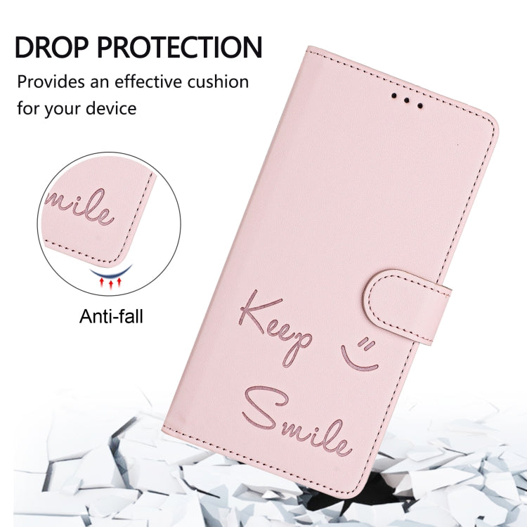 For Redmi K70 Ultra 5G Global Smile Embossing RFID Leather Phone Case(Pink) - Xiaomi Cases by PMC Jewellery | Online Shopping South Africa | PMC Jewellery | Buy Now Pay Later Mobicred