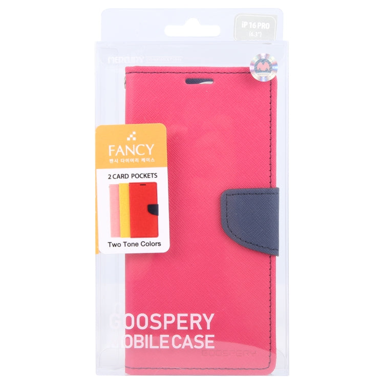 For iPhone 16 Pro GOOSPERY FANCY DIARY Cross Texture Leather Phone Case(Rose Red) - iPhone 16 Pro Cases by GOOSPERY | Online Shopping South Africa | PMC Jewellery | Buy Now Pay Later Mobicred