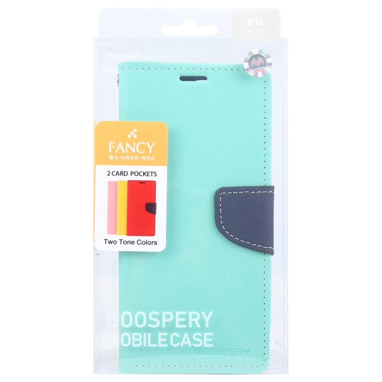 For iPhone 16 GOOSPERY FANCY DIARY Cross Texture Leather Phone Case(Mint Green) - iPhone 16 Cases by GOOSPERY | Online Shopping South Africa | PMC Jewellery | Buy Now Pay Later Mobicred