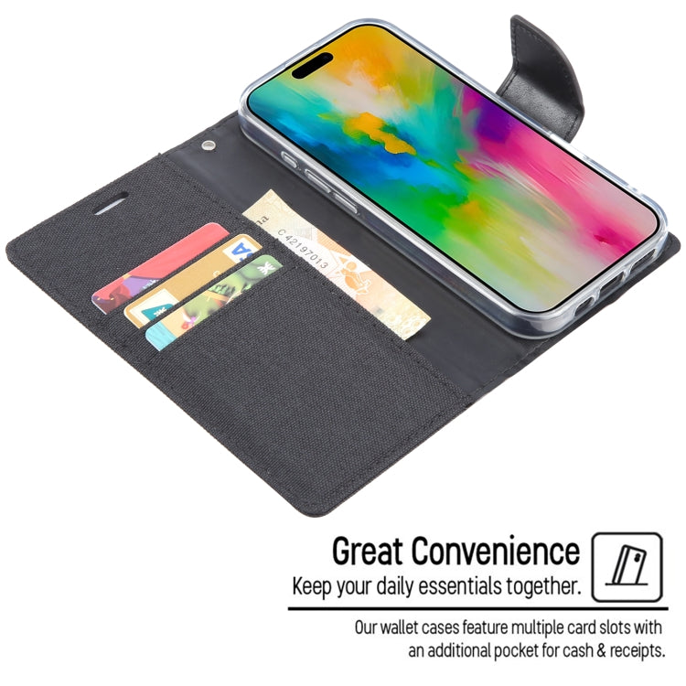 For iPhone 16 Pro Max GOOSPERY CANVAS DIARY Fabric Texture Flip Leather Phone Case(Grey) - iPhone 16 Pro Max Cases by GOOSPERY | Online Shopping South Africa | PMC Jewellery | Buy Now Pay Later Mobicred