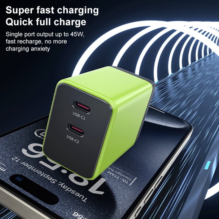 WK WP-U33 45W USB-C / Type-Cx2 GaN Fast Charger, Plug Type:UK Plug(Yellow) - USB Charger by WK | Online Shopping South Africa | PMC TechLife | Buy Now Pay Later Mobicred