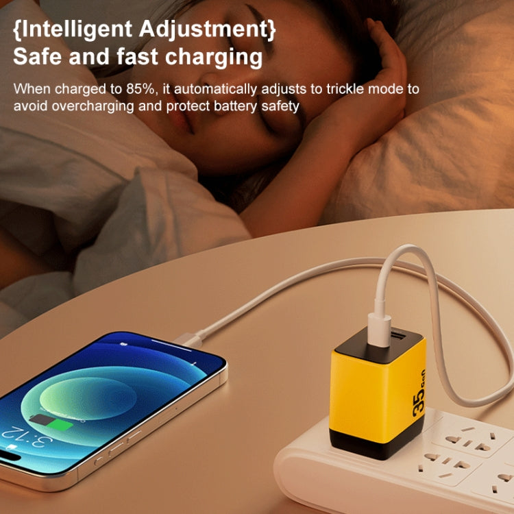 WK WP-U36 35W USB-C / Type-C, USB GaN Fast Charger, Plug Type:EU Plug(Yellow) - free shipping - PMC TechLife - Order now!