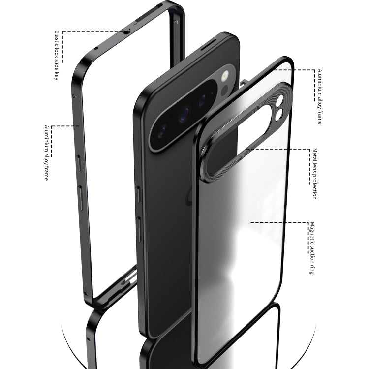 For Google Pixel 9 / 9 Pro Snap Buckle Metal Frame Frosted Phone Case(Blue) - Google Cases by PMC TechLife | Online Shopping South Africa | PMC TechLife | Buy Now Pay Later Mobicred