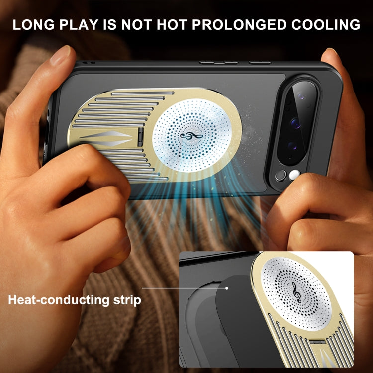 For Google Pixel 9 / 9 Pro Heat Dissipation Aromatherapy MagSafe Holder Phone Case(Gold) - Google Cases by PMC TechLife | Online Shopping South Africa | PMC TechLife | Buy Now Pay Later Mobicred