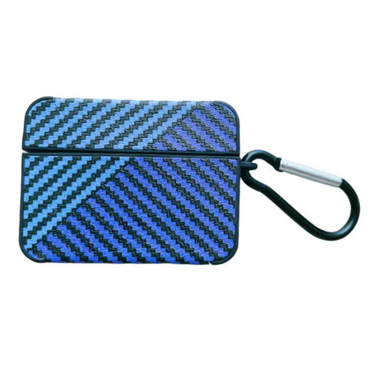 For AirPods Pro 2 Carbon Fibre Texture PU Earbuds Box PC Case with Hook(Dark Blue) - free shipping - PMC Jewellery - Order now!