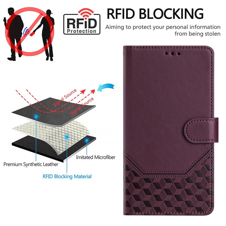 For Ulefone Note 18 Ultra Honeycomb Embossing RFID Leather Phone Case(Violet) - Ulefone Cases by PMC Jewellery | Online Shopping South Africa | PMC Jewellery | Buy Now Pay Later Mobicred