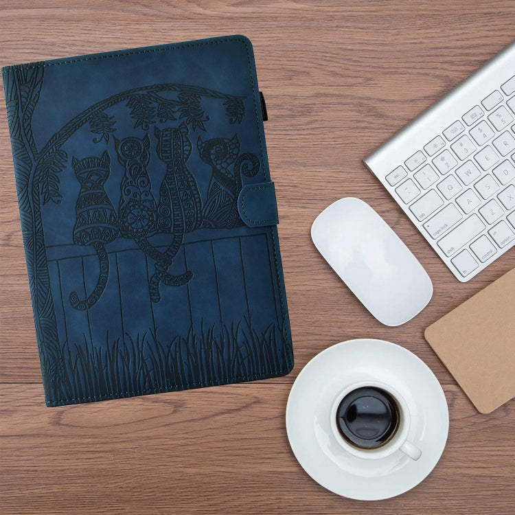 For Lenovo Tab M11 / Xiaoxin Pad 2024 Cats Embossed Leather Smart Tablet Case(Dark Blue) - free shipping - PMC Jewellery - Order now!