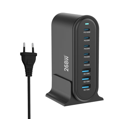 YMX-968 268W 5Type-C, 3USB 8-Ports Desktop Fast Charger, Plug Type:EU Plug(Black) - Multifunction Charger by PMC Jewellery | Online Shopping South Africa | PMC Jewellery | Buy Now Pay Later Mobicred