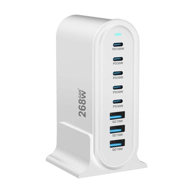 YMX-968 268W 5Type-C, 3USB 8-Ports Desktop Fast Charger, Plug Type:AU Plug(White) - Multifunction Charger by PMC Jewellery | Online Shopping South Africa | PMC Jewellery | Buy Now Pay Later Mobicred