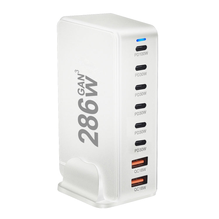 YMX-986 286W 6 Type-C, 2 USB 8-Ports Desktop Fast Charger, Plug Type:US Plug(White) - Multifunction Charger by PMC Jewellery | Online Shopping South Africa | PMC Jewellery | Buy Now Pay Later Mobicred