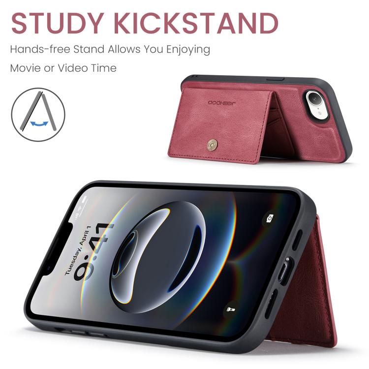 For iPhone 16e JEEHOOD J01 Retro Magnetic Detachable Wallet Phone Case(Red) - free shipping - PMc TechLife - Order now!