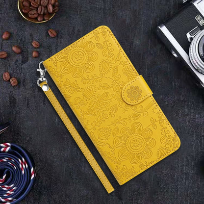 For Samsung Galaxy S25+ 5G Floral Embossed Pattern Leather Phone Case(Yellow) - Galaxy S25+ 5G Cases by PMC Jewellery | Online Shopping South Africa | PMC Jewellery | Buy Now Pay Later Mobicred