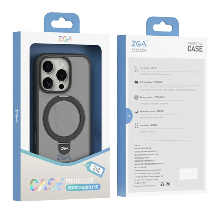For iPhone 16 Plus ZGA Magsafe Holder PC Hybrid TPU Phone Case(Black) - free shipping - PMC Jewellery - Order now!