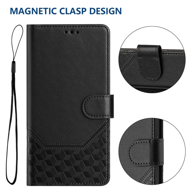 For Huawei Pura 70 Pro / Pura 70 Pro+ Honeycomb Embossing RFID Leather Phone Case(Black) - Huawei Cases by PMC Jewellery | Online Shopping South Africa | PMC Jewellery | Buy Now Pay Later Mobicred