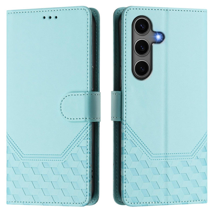 For Samsung Galaxy S25 5G Honeycomb Embossing RFID Leather Phone Case(Mint Green) - Galaxy S25 5G Cases by PMC Jewellery | Online Shopping South Africa | PMC Jewellery | Buy Now Pay Later Mobicred