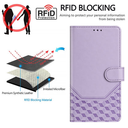 For Samsung Galaxy S25+ 5G Honeycomb Embossing RFID Leather Phone Case(Light Purple) - Galaxy S25+ 5G Cases by PMC Jewellery | Online Shopping South Africa | PMC Jewellery | Buy Now Pay Later Mobicred