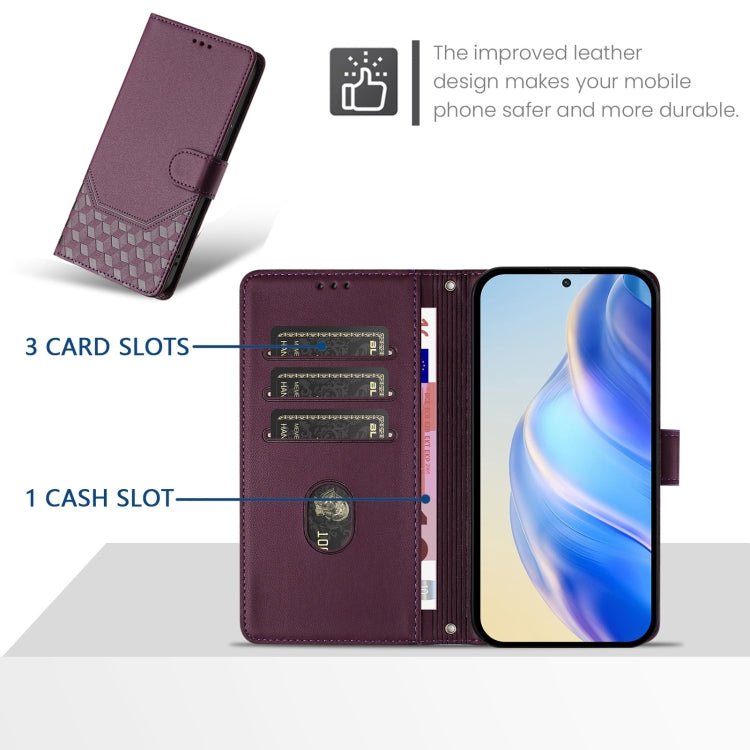 For Samsung Galaxy S25 Ultra 5G Honeycomb Embossing RFID Leather Phone Case(Violet) - Galaxy S25 Ultra 5G Cases by PMC Jewellery | Online Shopping South Africa | PMC Jewellery | Buy Now Pay Later Mobicred