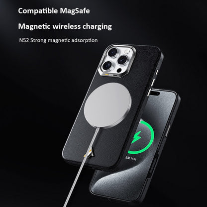 For iPhone 16 Pro TGVIS VIDA Series MagSafe Magnetic PU Leather Phone Case(Black) - iPhone 16 Pro Cases by TGVIS | Online Shopping South Africa | PMC Jewellery | Buy Now Pay Later Mobicred