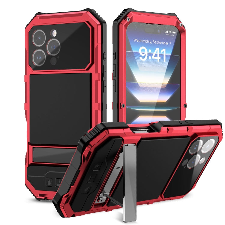 For iPhone 16 Pro Max R-JUST Life Waterproof Dustproof Shockproof Holder Phone Case(Red) - free shipping - PMC Jewellery - Order now!