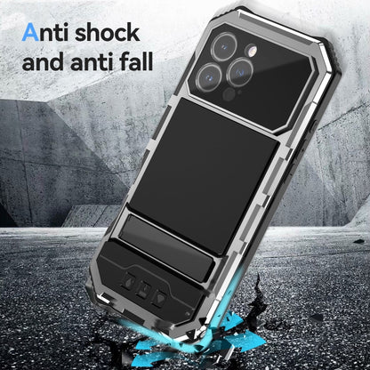 For iPhone 16 Pro Max R-JUST Life Waterproof Dustproof Shockproof Holder Phone Case(Silver) - iPhone 16 Pro Max Cases by R-JUST | Online Shopping South Africa | PMC Jewellery | Buy Now Pay Later Mobicred