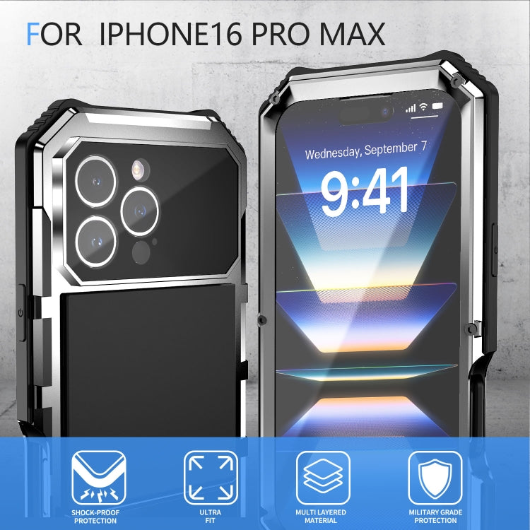 For iPhone 16 Pro Max R-JUST Life Waterproof Dustproof Shockproof Holder Phone Case(Silver) - iPhone 16 Pro Max Cases by R-JUST | Online Shopping South Africa | PMC Jewellery | Buy Now Pay Later Mobicred