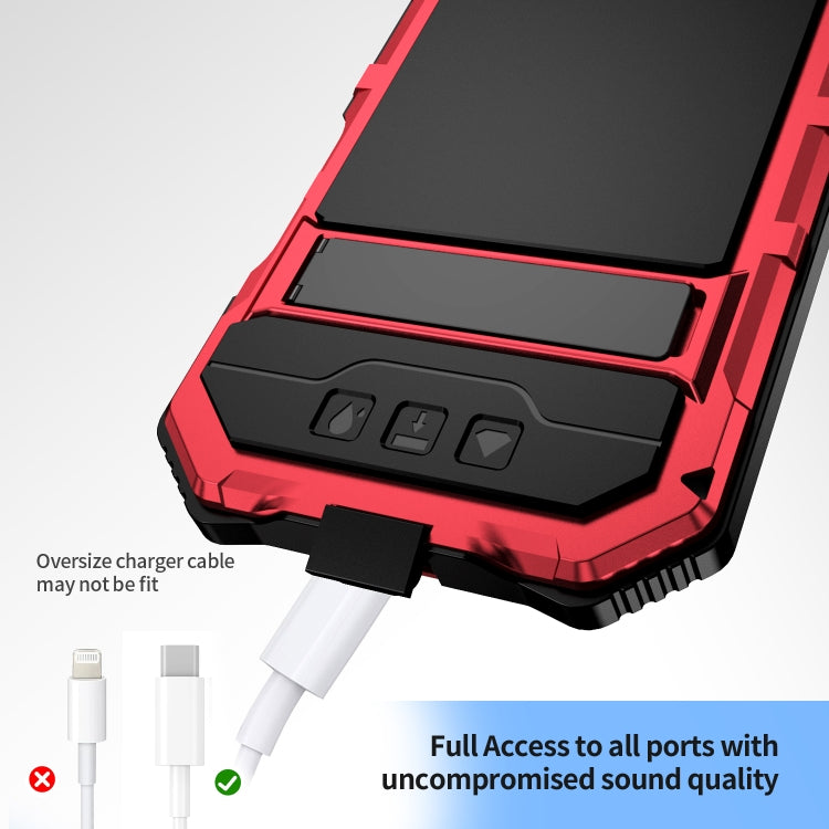 For iPhone 16 Plus R-JUST Life Waterproof Dustproof Shockproof Holder Phone Case(Red) - free shipping - PMC Jewellery - Order now!