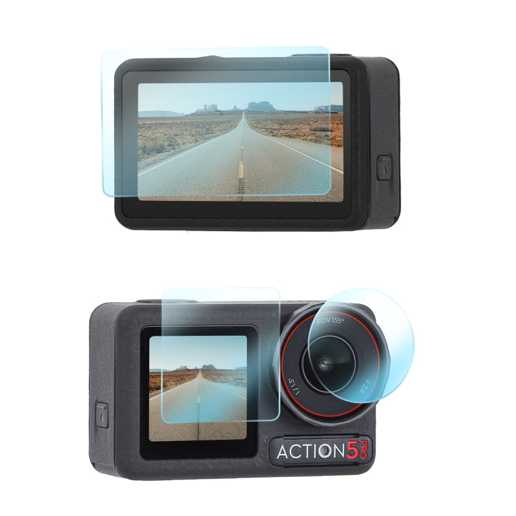 For DJI Osmo Action 5 Pro Sunnylife 3 in 1 Lens Protector Front and Rear Screen Tempered Glass Films, Quantity:1 + 1 + 1 Sets - free shipping - PMC TechLife - Order now!