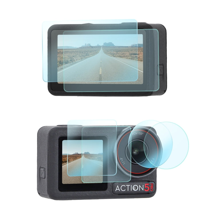 For DJI Osmo Action 5 Pro Sunnylife 3 in 1 Lens Protector Front and Rear Screen Tempered Glass Films, Quantity:2 + 2 + 2 Sets - free shipping - PMC TechLife - Order now!