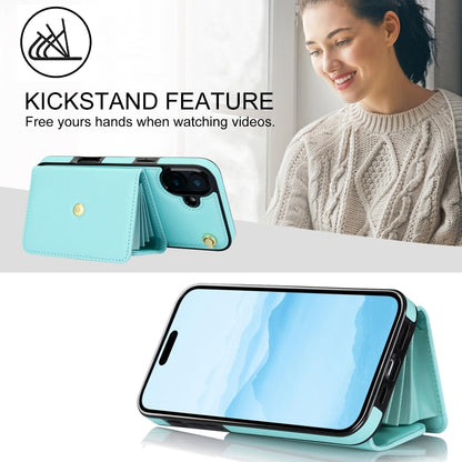 For iPhone 16 Plus RFID Card Slot Phone Case with Long Lanyard(Mint Green) - iPhone 16 Plus Cases by PMC Jewellery | Online Shopping South Africa | PMC Jewellery | Buy Now Pay Later Mobicred