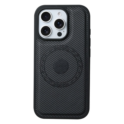 For iPhone 16 Pro Max Denior Carbon Fiber Texture Leather MagSafe Phone Case(Black) - iPhone 16 Pro Max Cases by Denior | Online Shopping South Africa | PMC Jewellery | Buy Now Pay Later Mobicred