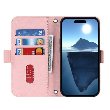 For iPhone 16 Pro Max Cross Texture Crossbody Lanyard Leather Phone Case(Pink) - iPhone 16 Pro Max Cases by PMC Jewellery | Online Shopping South Africa | PMC Jewellery | Buy Now Pay Later Mobicred