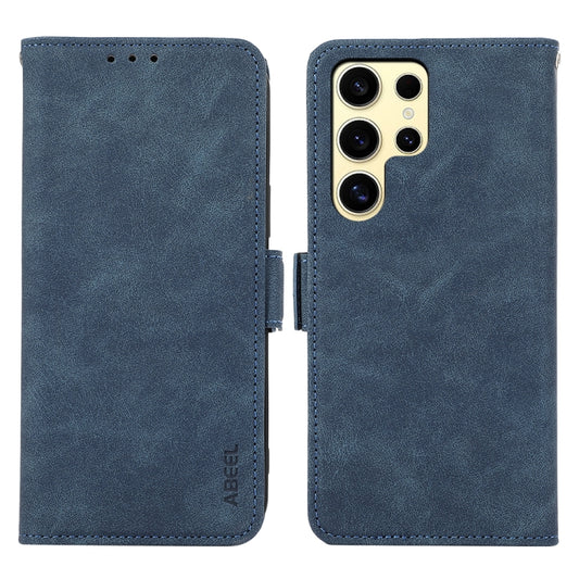 For Samsung Galaxy S25 Ultra 5G ABEEL Frosted Magnetic RFID Leather Phone Case(Blue) - Galaxy S25 Ultra 5G Cases by PMC Jewellery | Online Shopping South Africa | PMC Jewellery | Buy Now Pay Later Mobicred