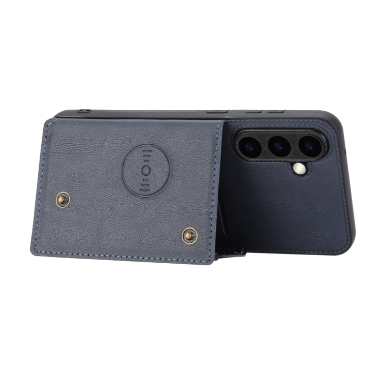 For Samsung Galaxy S25+ 5G Double Buckle Card Slots Magnetic Phone Case(Blue) - Galaxy S25+ 5G Cases by PMC Jewellery | Online Shopping South Africa | PMC Jewellery | Buy Now Pay Later Mobicred