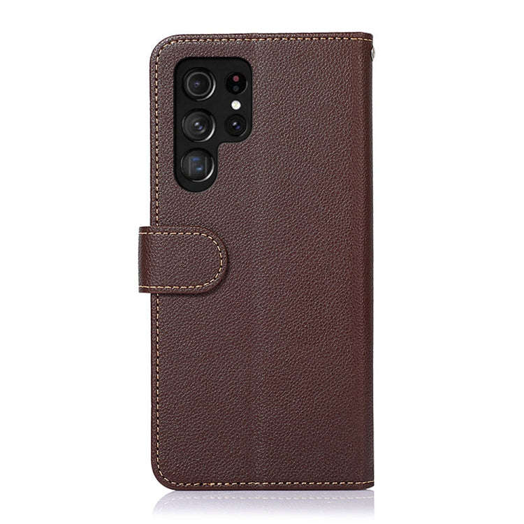 For Samsung Galaxy S25 Ultra KHAZNEH Litchi Texture Leather RFID Phone Case(Brown) - Galaxy S25 Ultra 5G Cases by PMC Jewellery | Online Shopping South Africa | PMC Jewellery | Buy Now Pay Later Mobicred