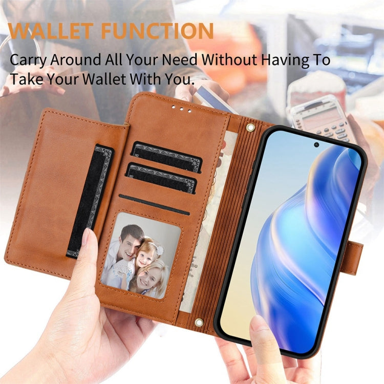 For iPhone 16e Multi-Card Slots Zipper Wallet Leather Phone Case(Brown) - iPhone 16e Cases by PMC TechLife | Online Shopping South Africa | PMC TechLife | Buy Now Pay Later Mobicred