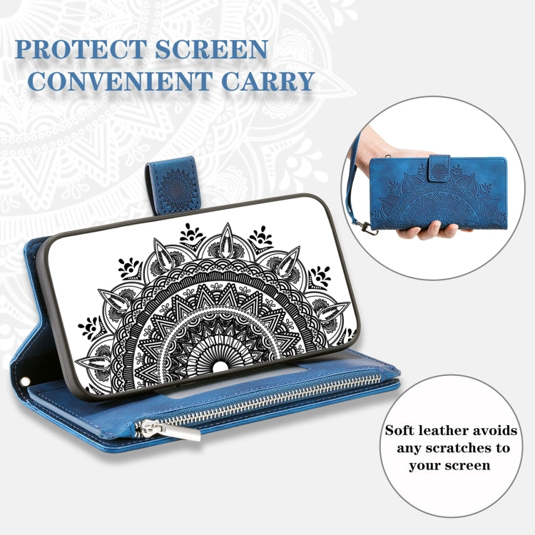 For Samsung Galaxy S25+ 5G Multi-Card Totem Zipper Leather Phone Case(Blue) - Galaxy S25+ 5G Cases by PMC Jewellery | Online Shopping South Africa | PMC Jewellery | Buy Now Pay Later Mobicred