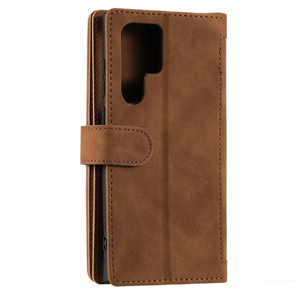 For Samsung Galaxy S25 Ultra 5G Nine Card Zipper Bag Leather Phone Case with Lanyard(Brown) - Galaxy S25 Ultra 5G Cases by PMC Jewellery | Online Shopping South Africa | PMC Jewellery | Buy Now Pay Later Mobicred