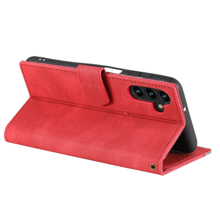 For Samsung Galaxy S25 5G Nail Skin Feel Stitching Calf Texture Leather Phone Case(Red) - Galaxy S25 5G Cases by PMC Jewellery | Online Shopping South Africa | PMC Jewellery | Buy Now Pay Later Mobicred