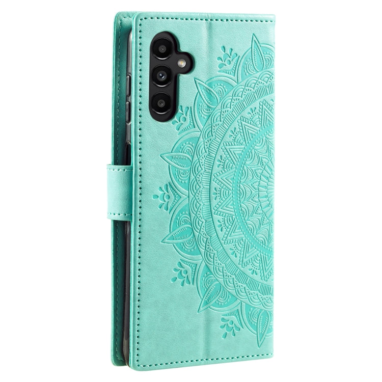 For Samsung Galaxy S25 5G Totem Flower Embossed Leather Phone Case(Green) - Galaxy S25 5G Cases by PMC Jewellery | Online Shopping South Africa | PMC Jewellery | Buy Now Pay Later Mobicred