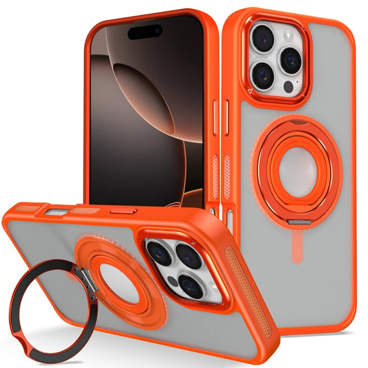 For iPhone 16 Pro Max Skin Feel Matte 360 Degree Rotating Silicone Ring Holder Phone Case(Orange) - iPhone 16 Pro Max Cases by PMC Jewellery | Online Shopping South Africa | PMC Jewellery | Buy Now Pay Later Mobicred