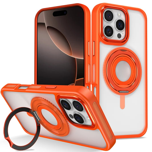 For iPhone 16 Pro Skin Feel Transparent 360 Degree Rotating Silicone Ring Holder Phone Case(Orange) - iPhone 16 Pro Cases by PMC Jewellery | Online Shopping South Africa | PMC Jewellery | Buy Now Pay Later Mobicred