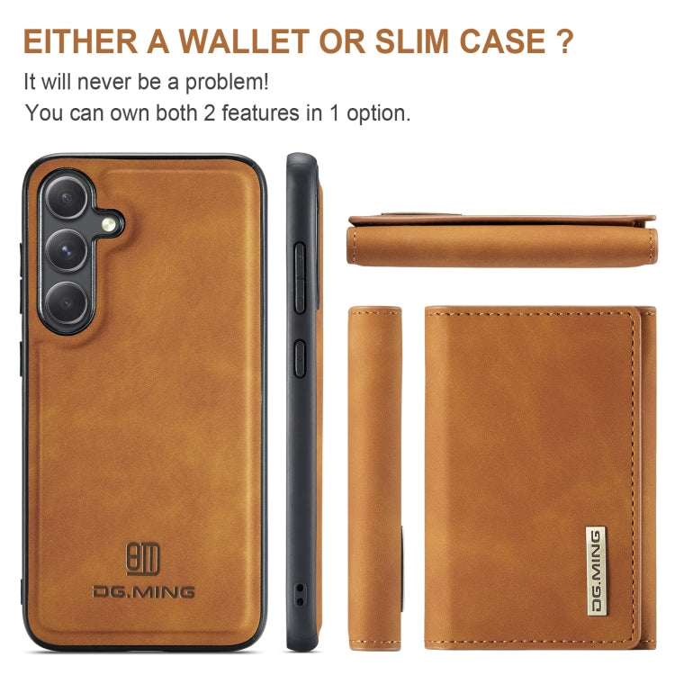 For Samsung Galaxy S24 FE 5G DG.MING M1 Series 3-Fold Multi Card Wallet + Magnetic Phone Case(Brown) - Galaxy S24 FE 5G Cases by DG.MING | Online Shopping South Africa | PMC Jewellery | Buy Now Pay Later Mobicred