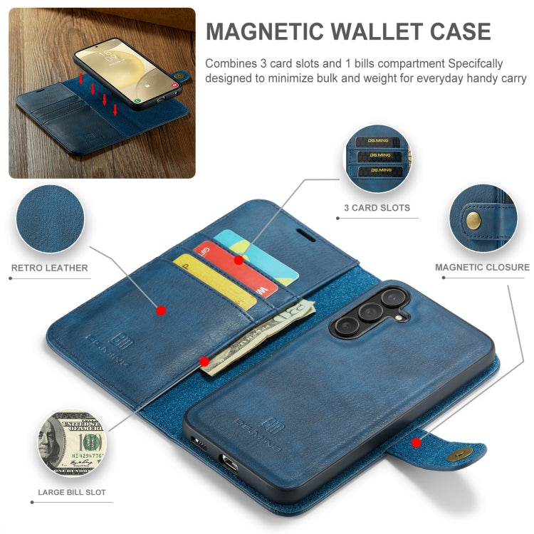 For Samsung Galaxy S24 FE 5G DG.MING Crazy Horse Texture Detachable Magnetic Leather Case(Blue) - Galaxy S24 FE 5G Cases by DG.MING | Online Shopping South Africa | PMC Jewellery | Buy Now Pay Later Mobicred