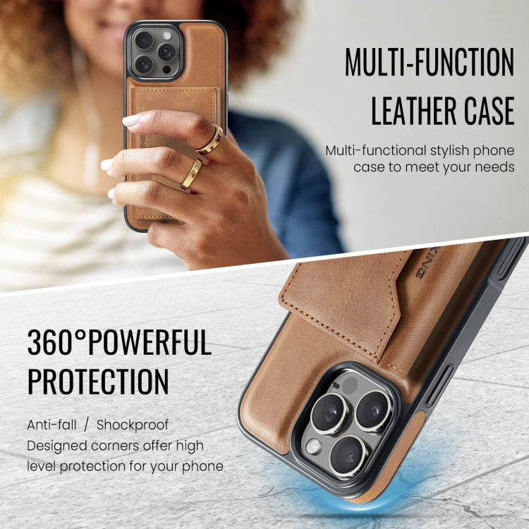 For iPhone 16 Pro Max DG.MING MAGKING-K2 Series MagSafe RFID Card Bag Detachable Phone Case(Brown) - iPhone 16 Pro Max Cases by DG.MING | Online Shopping South Africa | PMC Jewellery | Buy Now Pay Later Mobicred