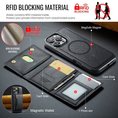 For iPhone 16 Pro DG.MING MAGKING-K2 Series MagSafe RFID Card Bag Detachable Phone Case(Black) - iPhone 16 Pro Cases by DG.MING | Online Shopping South Africa | PMC Jewellery | Buy Now Pay Later Mobicred